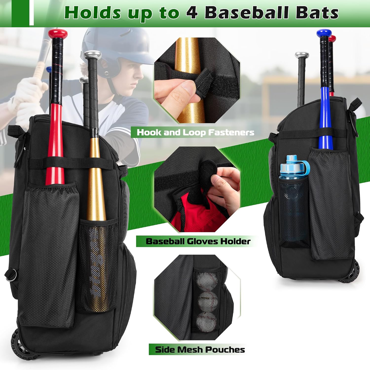 Mochila de beisebol com rodas, - Sports Equipment Bat avaliação e preço