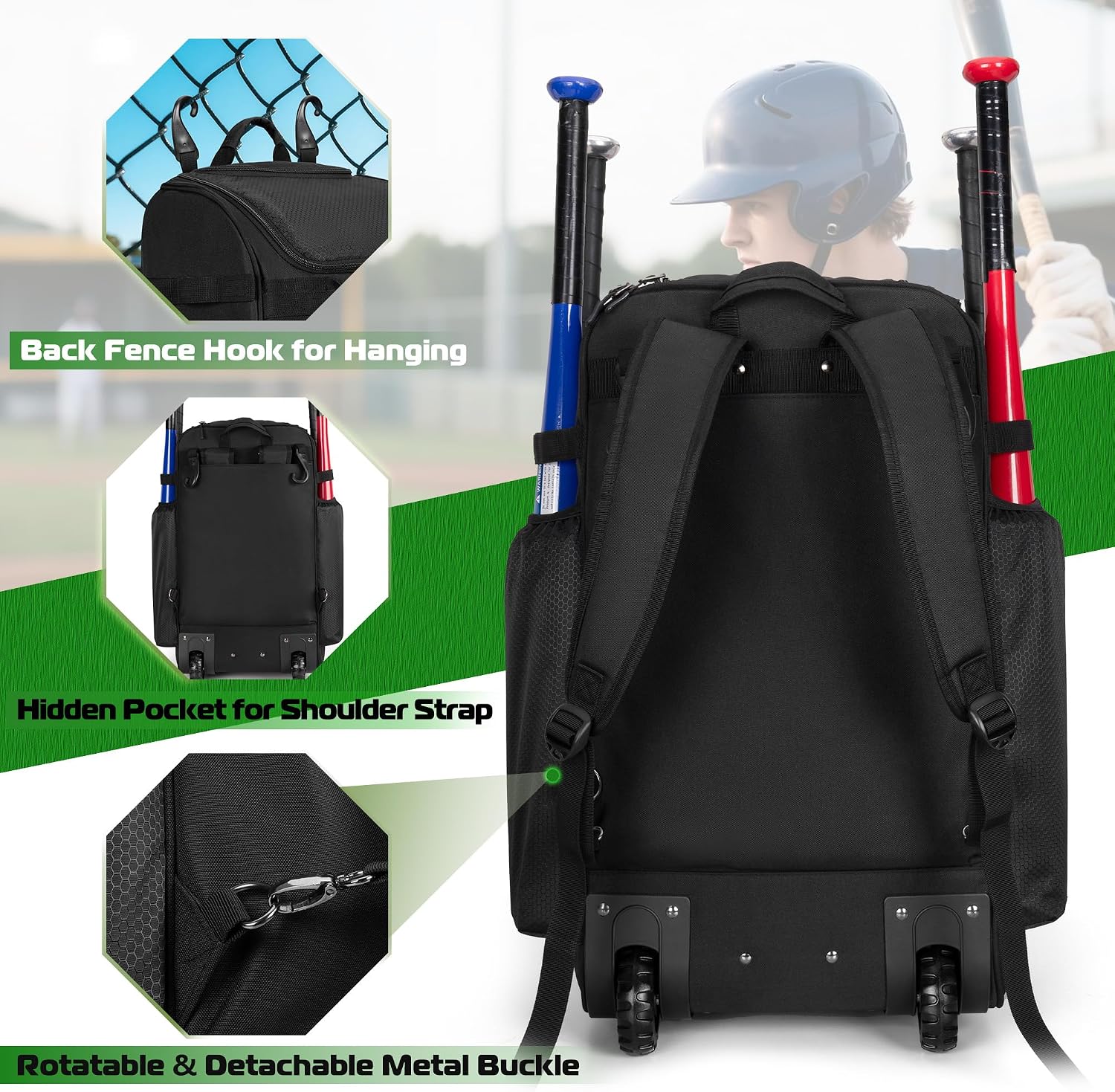 Mochila de beisebol com rodas, - Sports Equipment Bat avaliação e preço